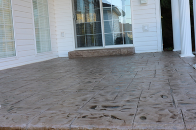 Polished and stamped back patio.