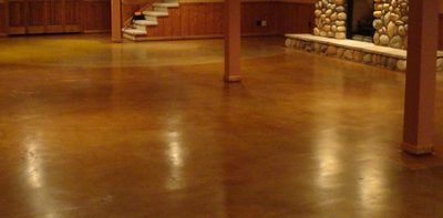 Stained and polished interior concrete floor.