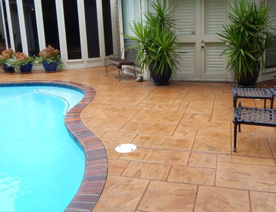 Tile designed stamped pool deck.